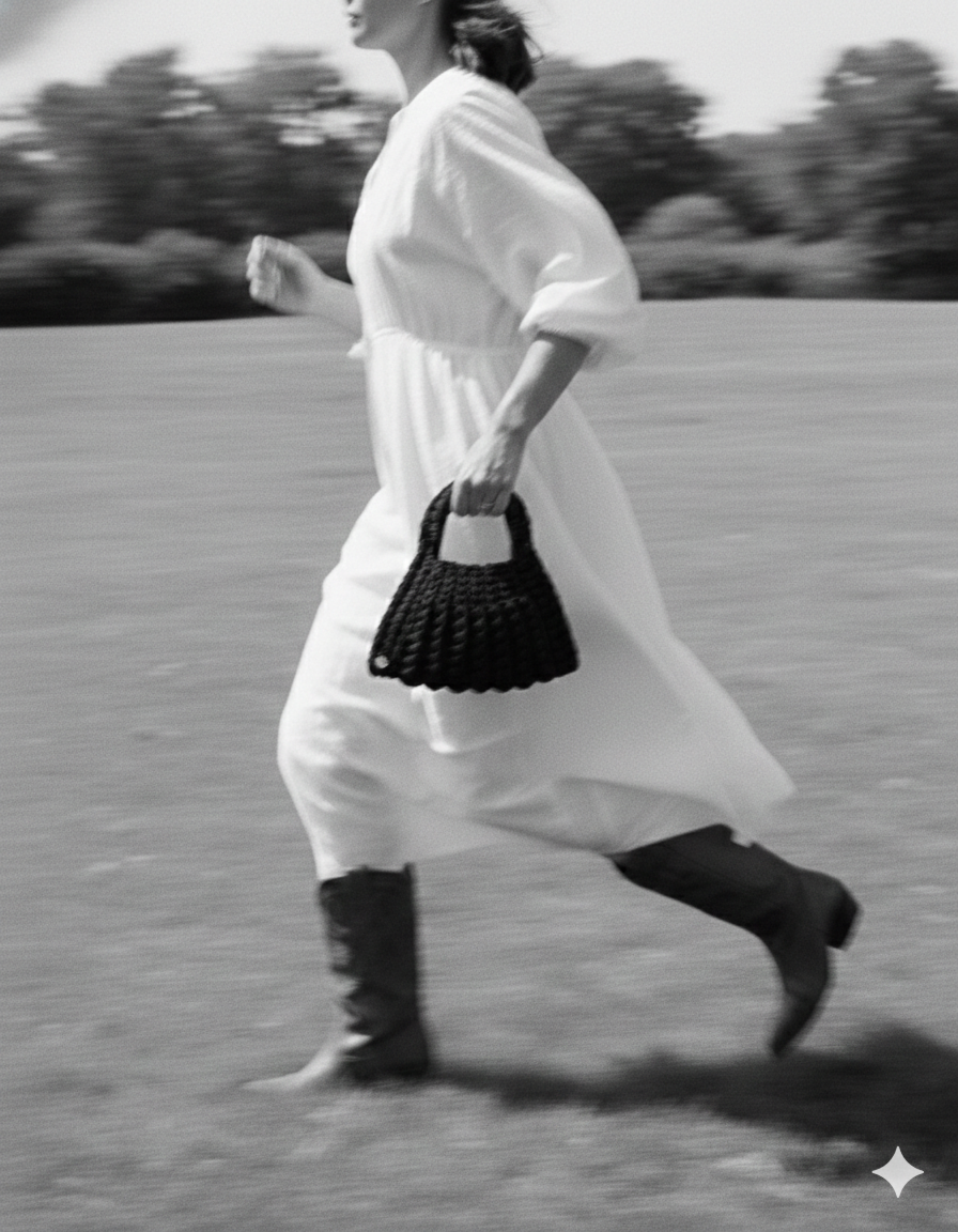 Handmade bag crafted with recycled t-shirt yarn by Le Bijou